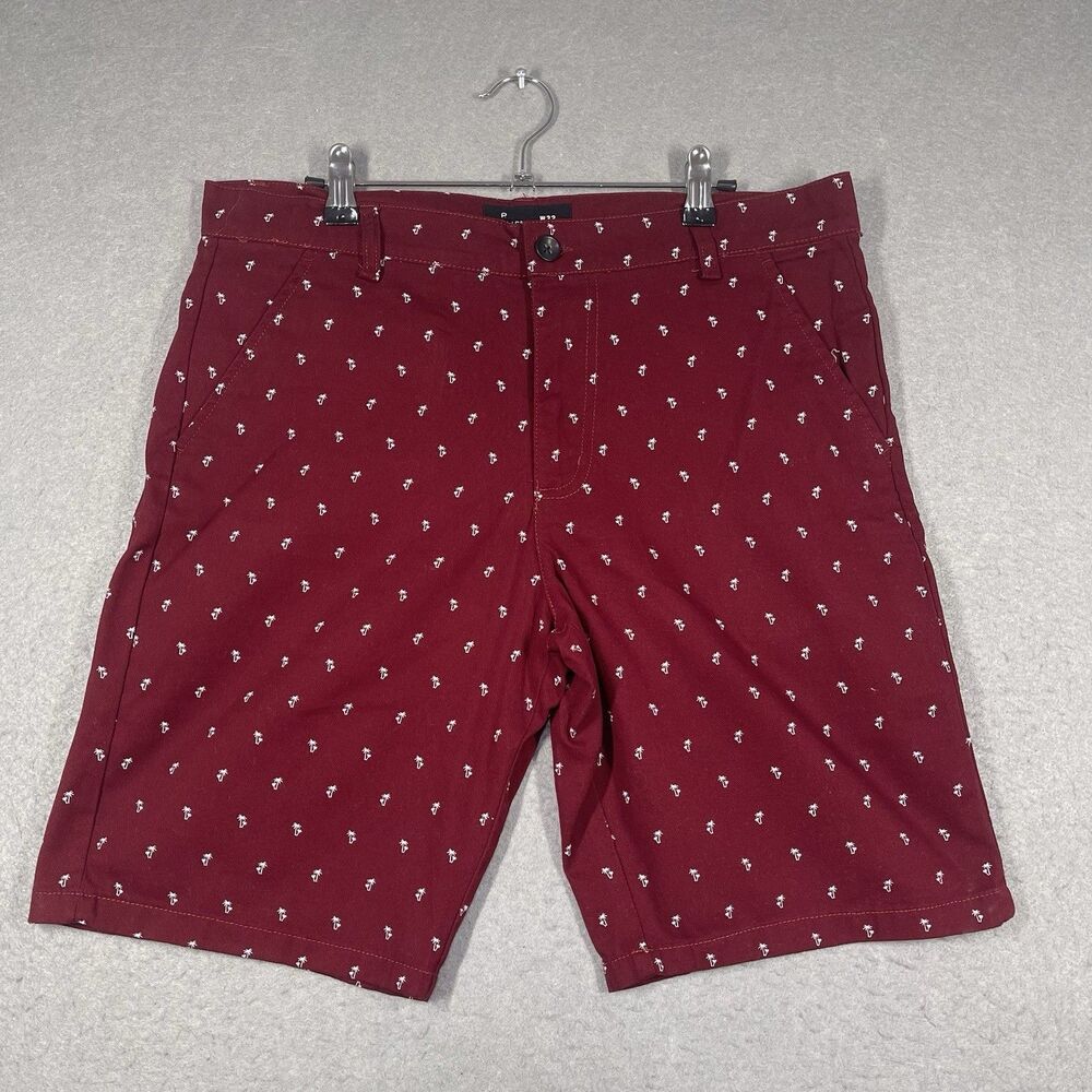 Public Record Short Pants Mens Size 32 Burgundy Red Palm Tree Golf Standard Fit